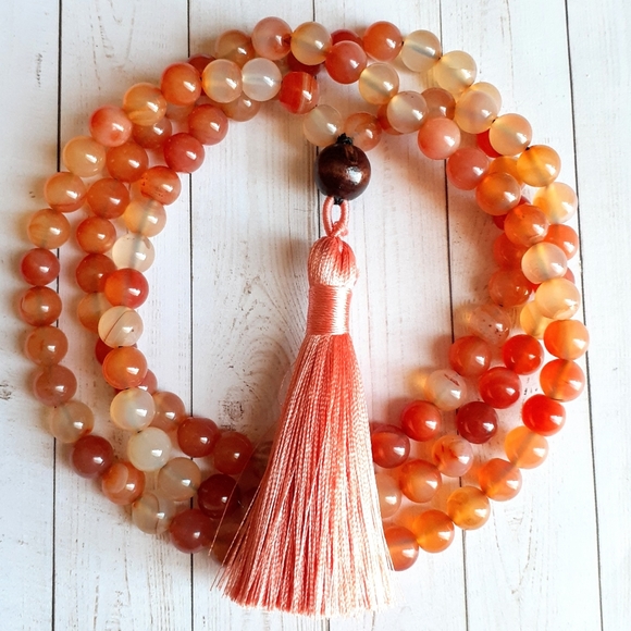 Jewelry - 108 Carnelian Gemstone Mala Necklace